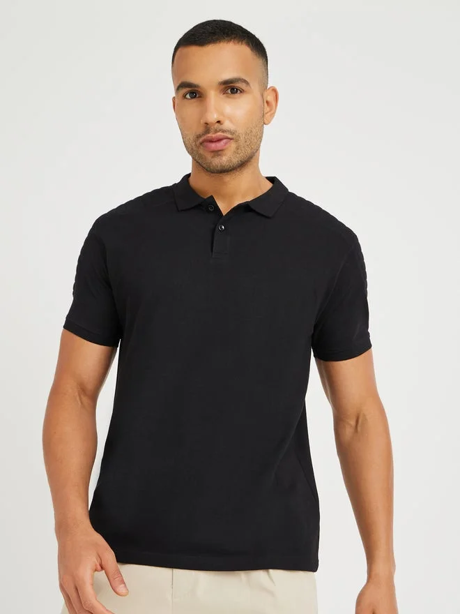 Styli Limited Solid Regular Fit Short Sleeve Polo T-Shirt